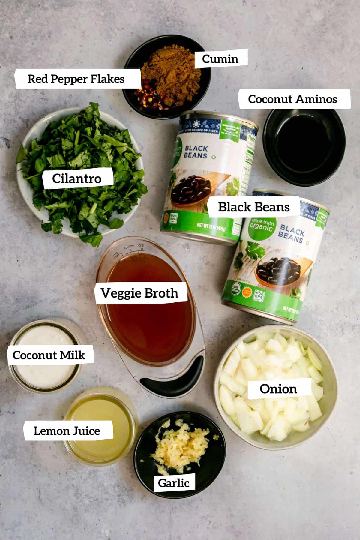 Cilantro Lemon Black Bean Soup Ingredients