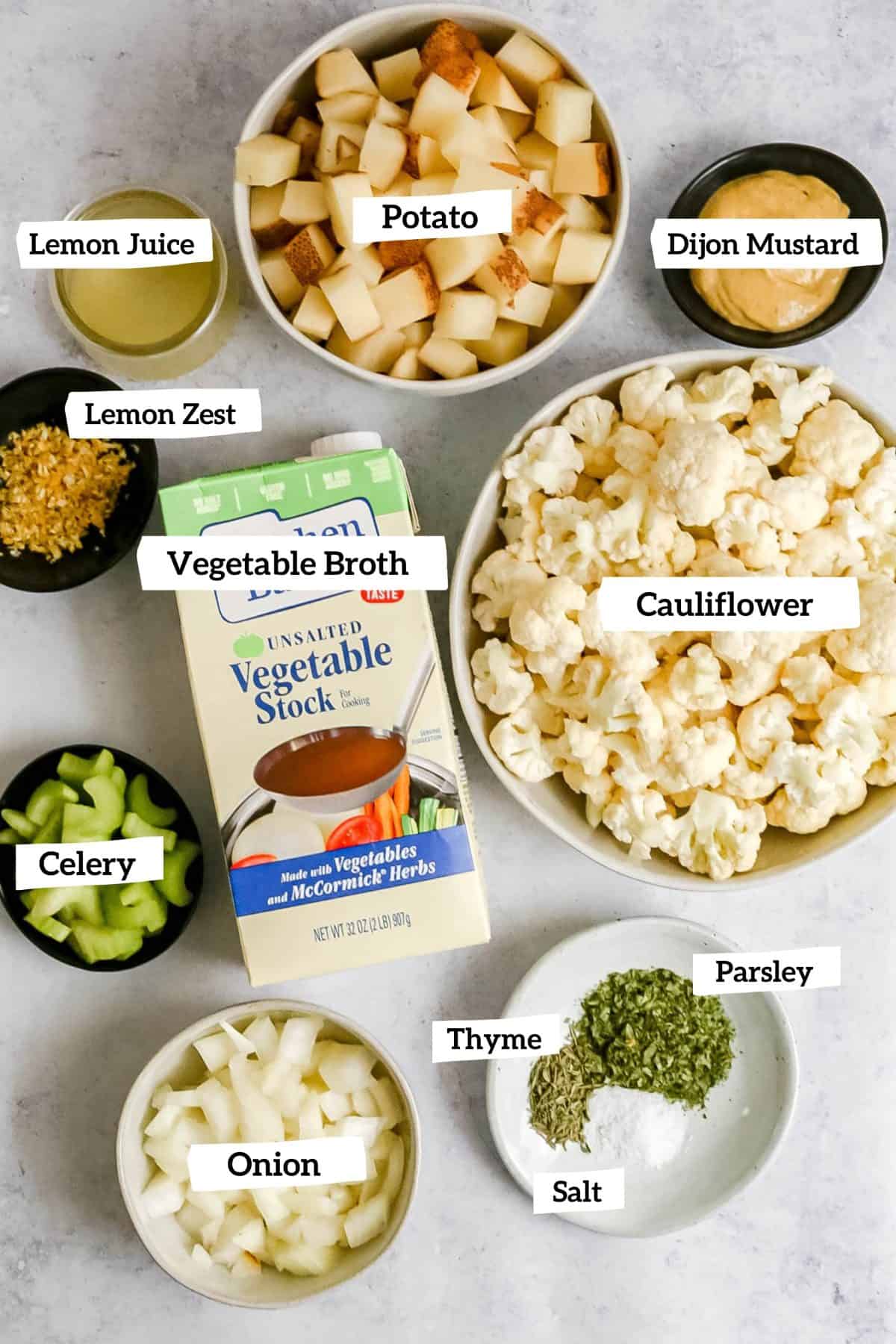 Lemon Mustard Cauliflower Soup Ingredients