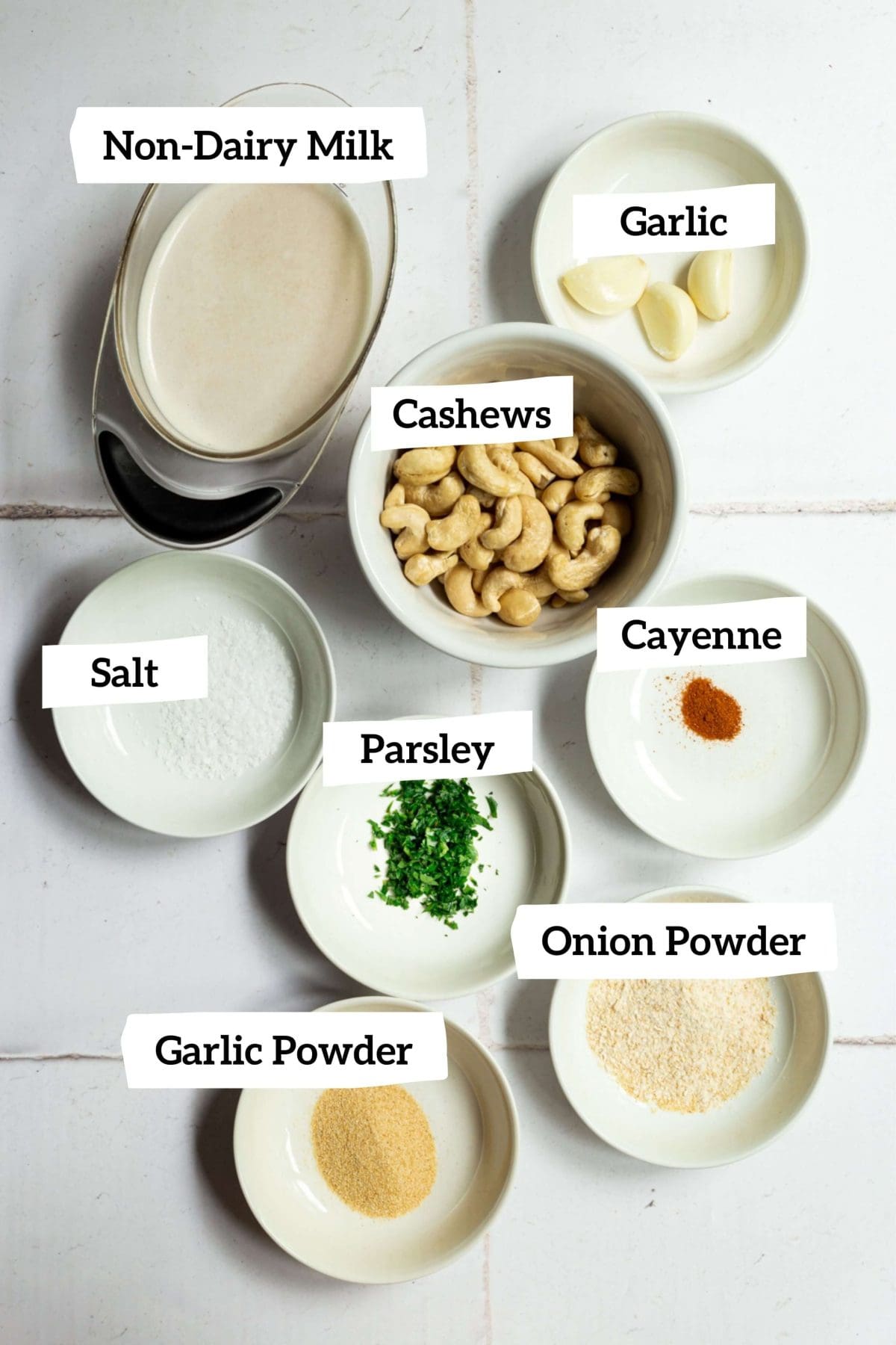 Vegan Garlic Parsley Aioli Ingredients