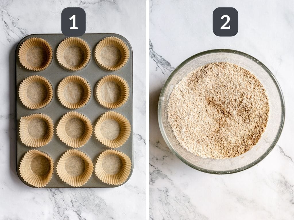 Plant-Based Carrot Cake Banana Muffins Steps 1 & 2