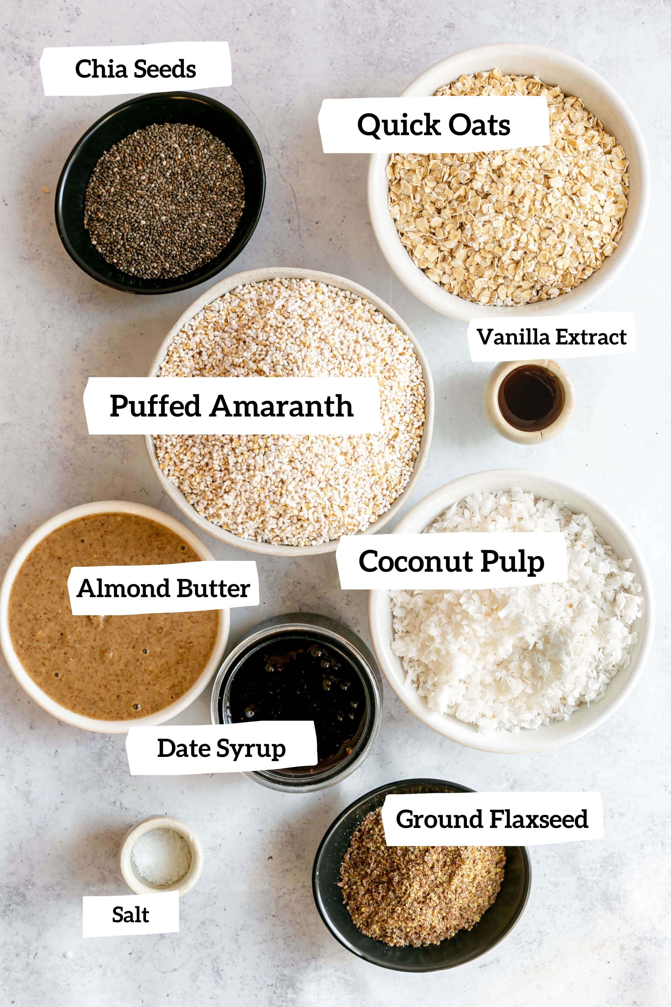 Coconut Pulp Granola Bars Ingredients
