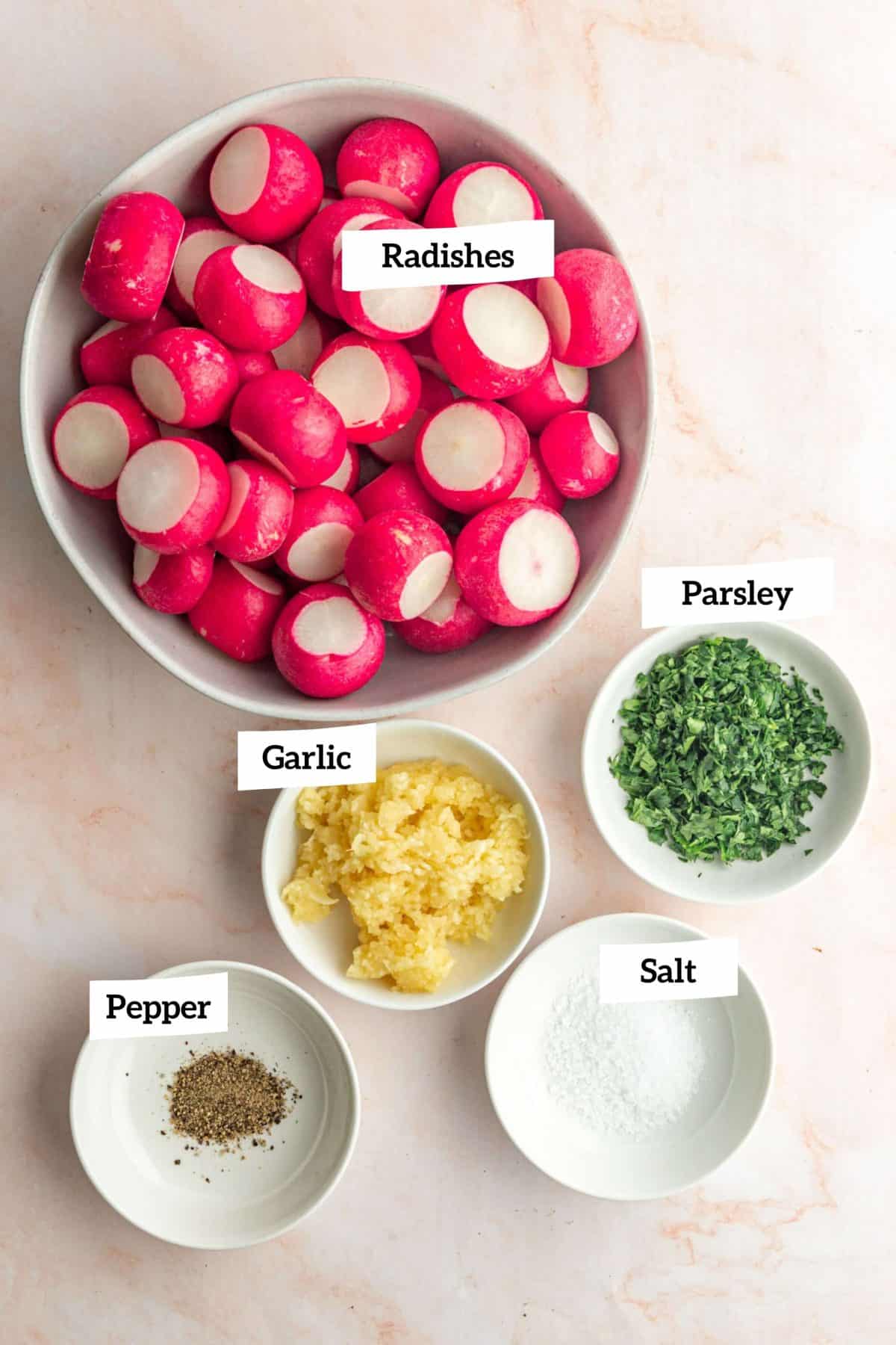 Ingredients for Garlic Roasted Radishes (Whole Roasted)