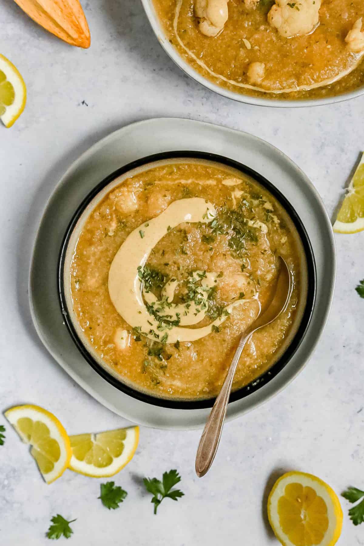 Lemon Mustard Cauliflower Soup