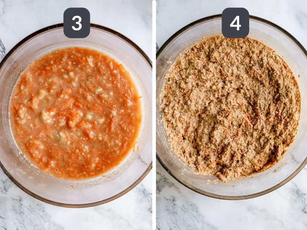 Plant-Based Carrot Cake Banana Muffins Steps 3 & 4