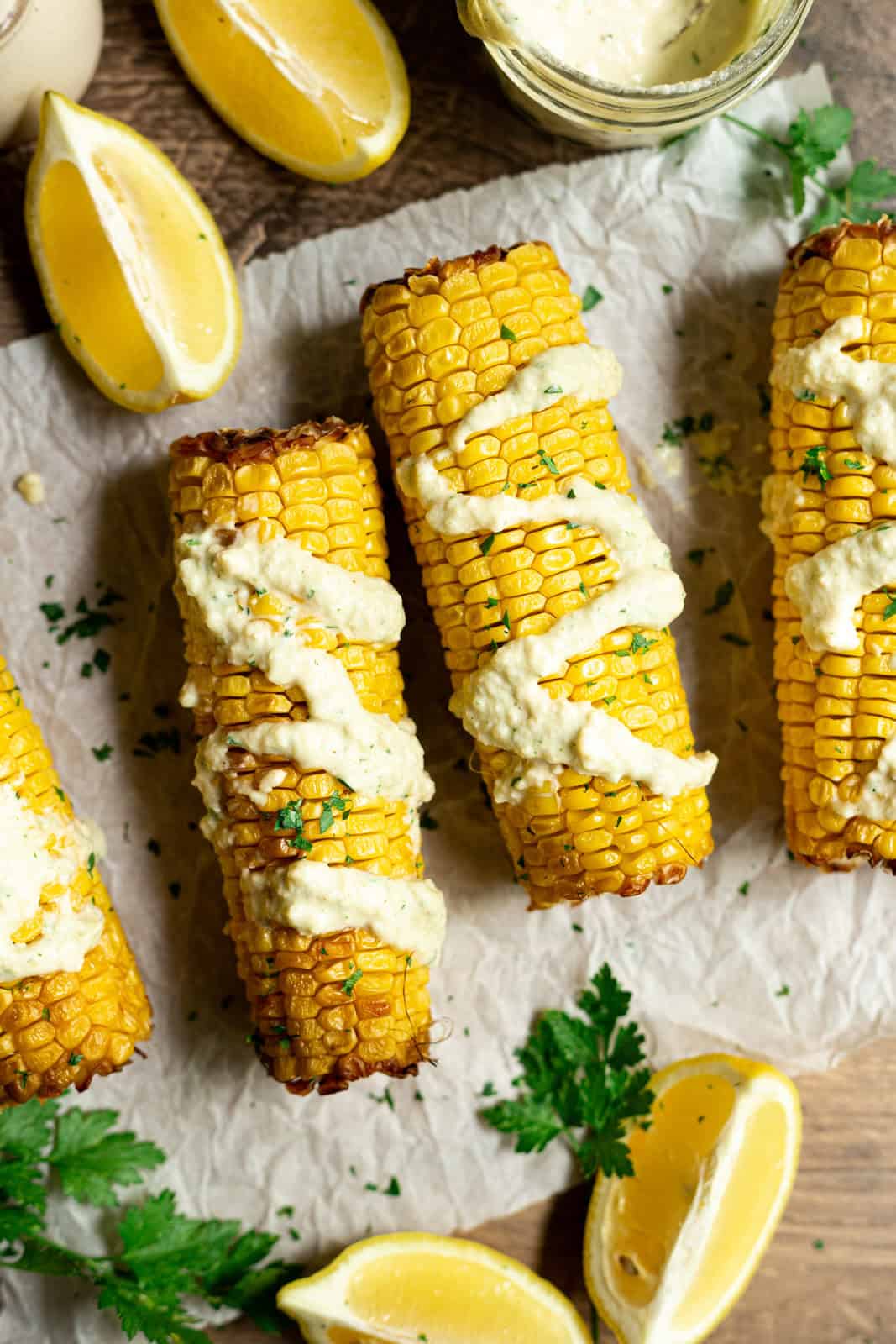 Aioli with corn on the cob