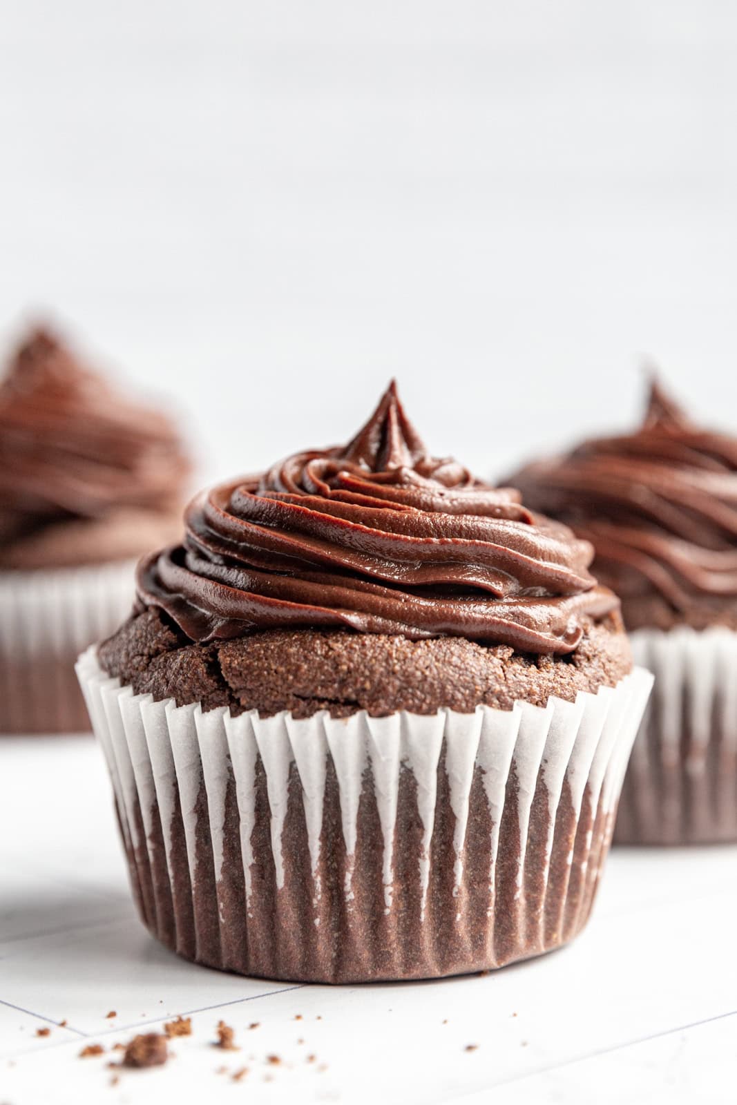 Vegan Oil-Free Chocolate Cupcakes with frosting