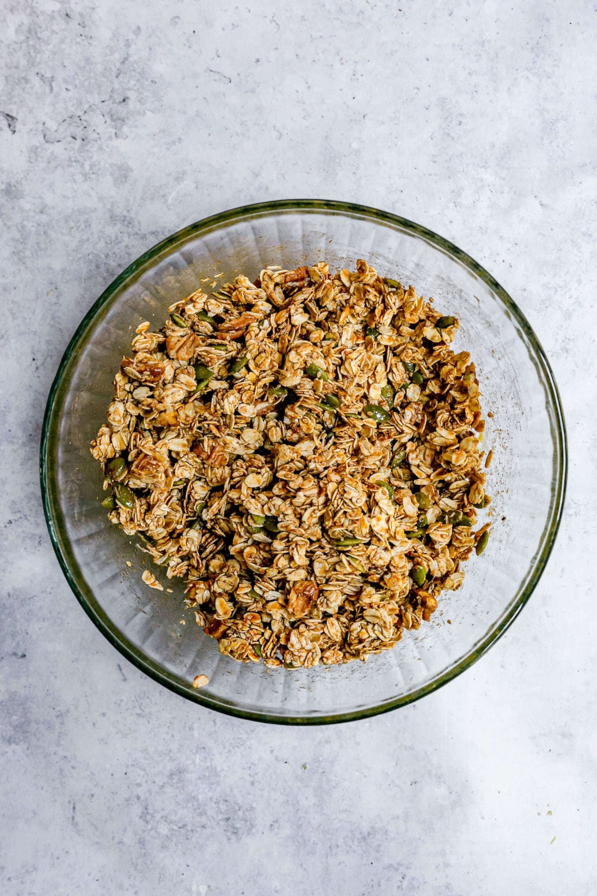 Sweet Spicy Vegan Granola Ingredients Mixed