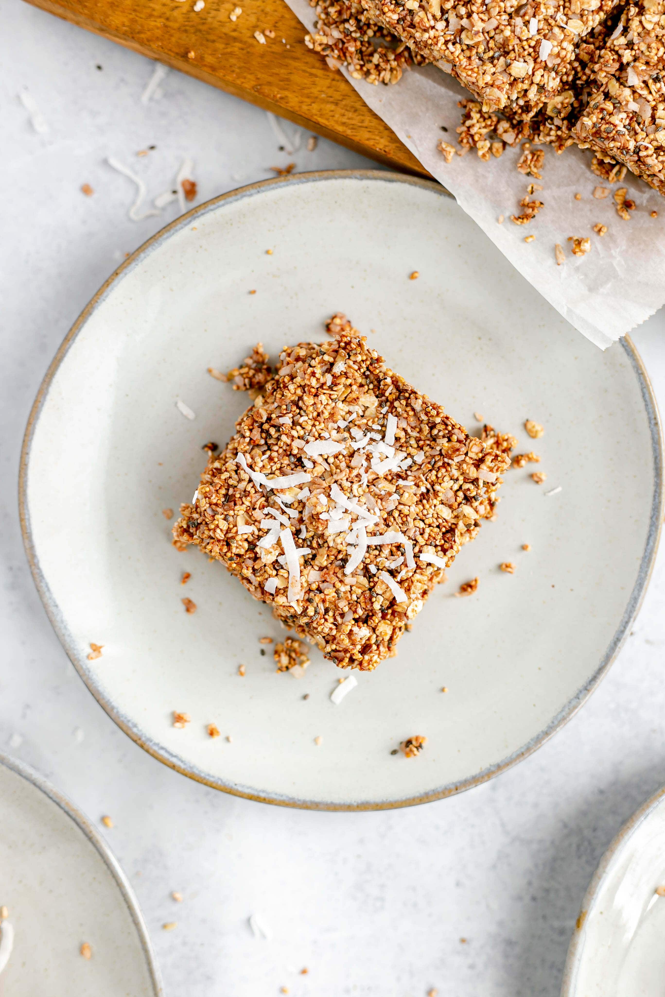 Coconut Pulp Granola Bars on a plate