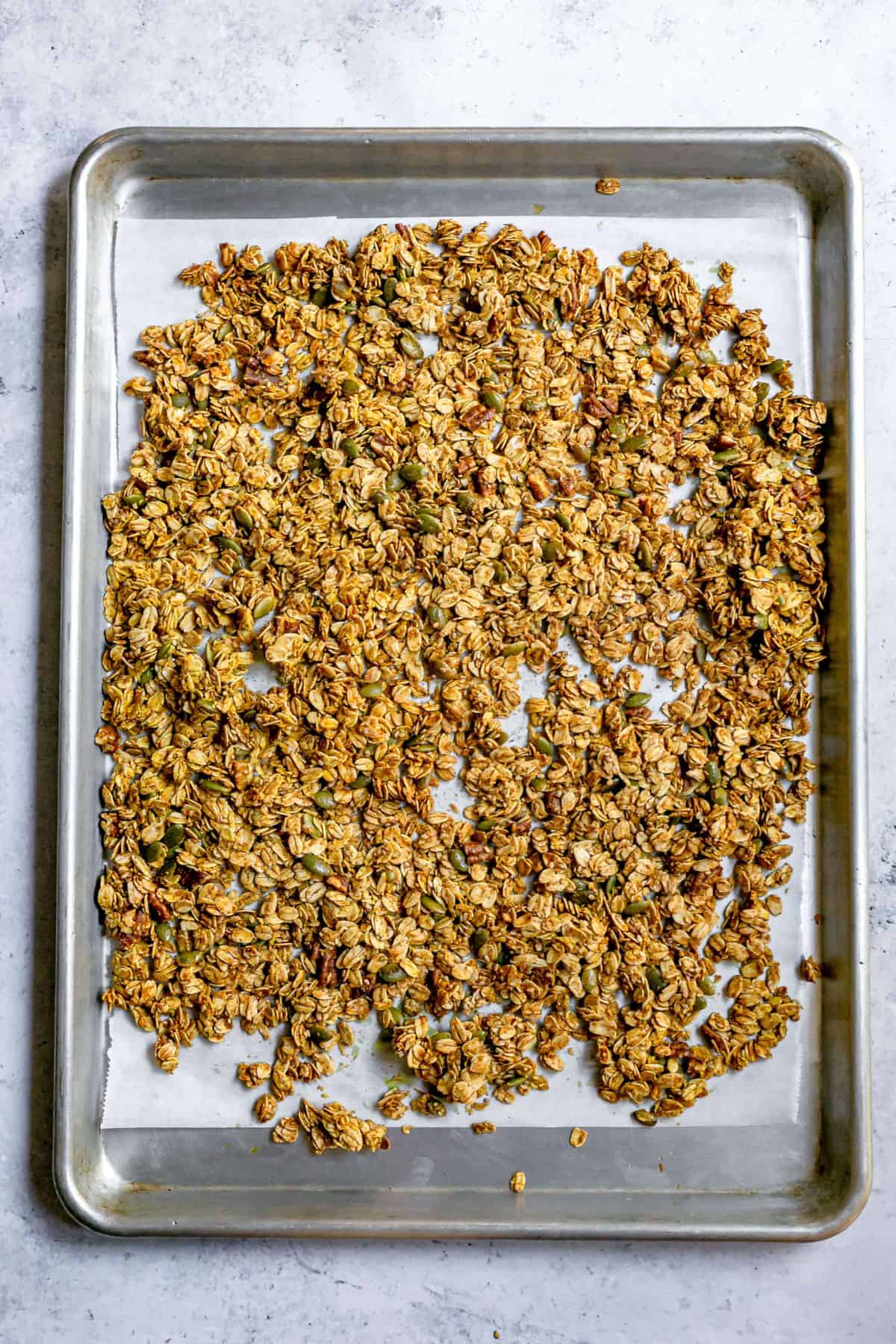 Sweet Spicy Vegan Granola On Pan