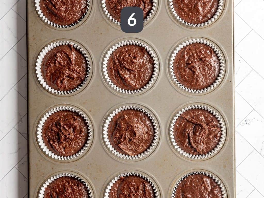 Oil-Free Vegan Chocolate Cupcakes Step 6 scoop into liners