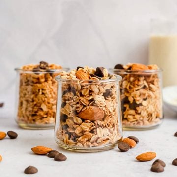 Three jars of almond joy granola.