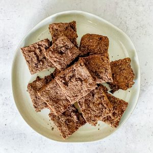 A plate of chai spice chickpea blondies.