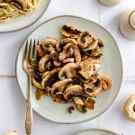 A plate of oil-free roasted mushrooms.