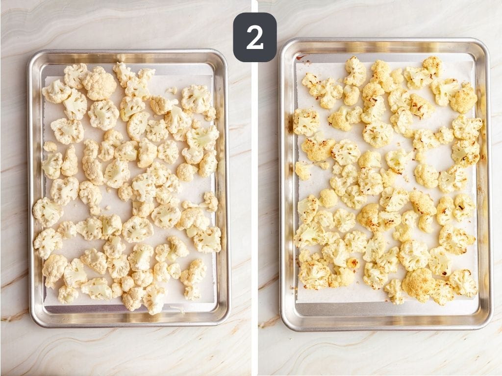 Sweet and sour cauliflower step 2 - roast the cauliflower