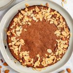 A freshly baked vegan spanish almond cake.
