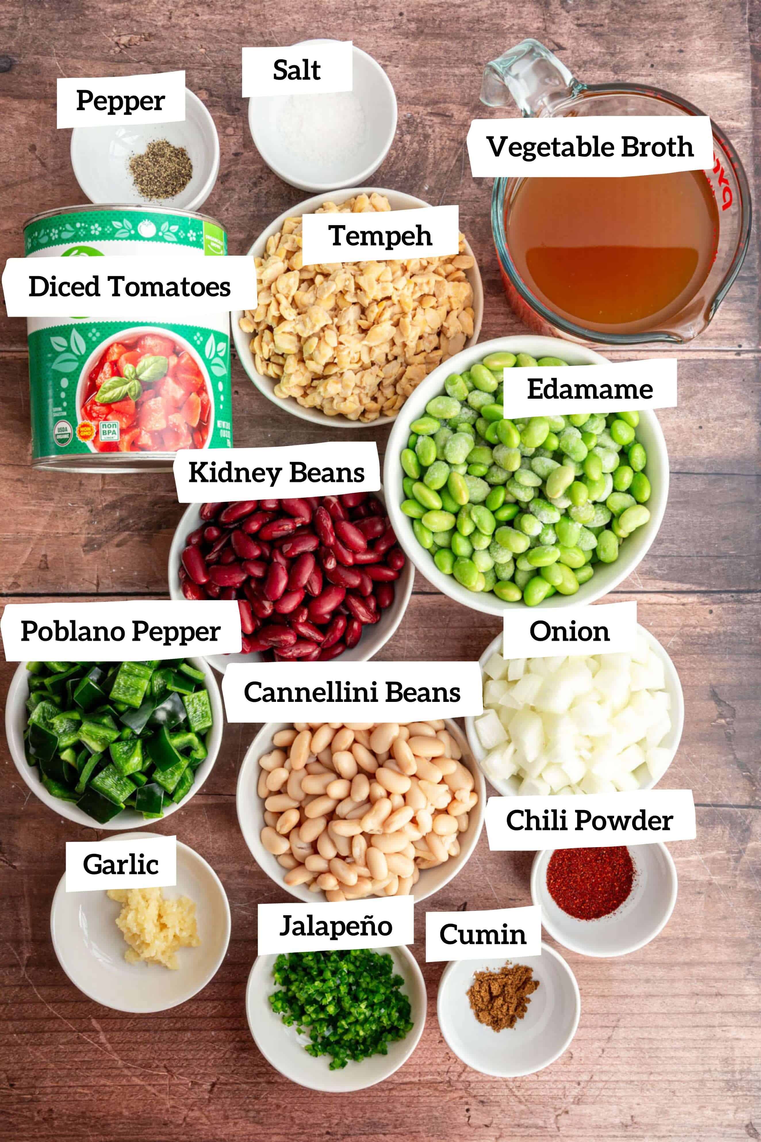 Vegan Tempeh Chili Ingredients