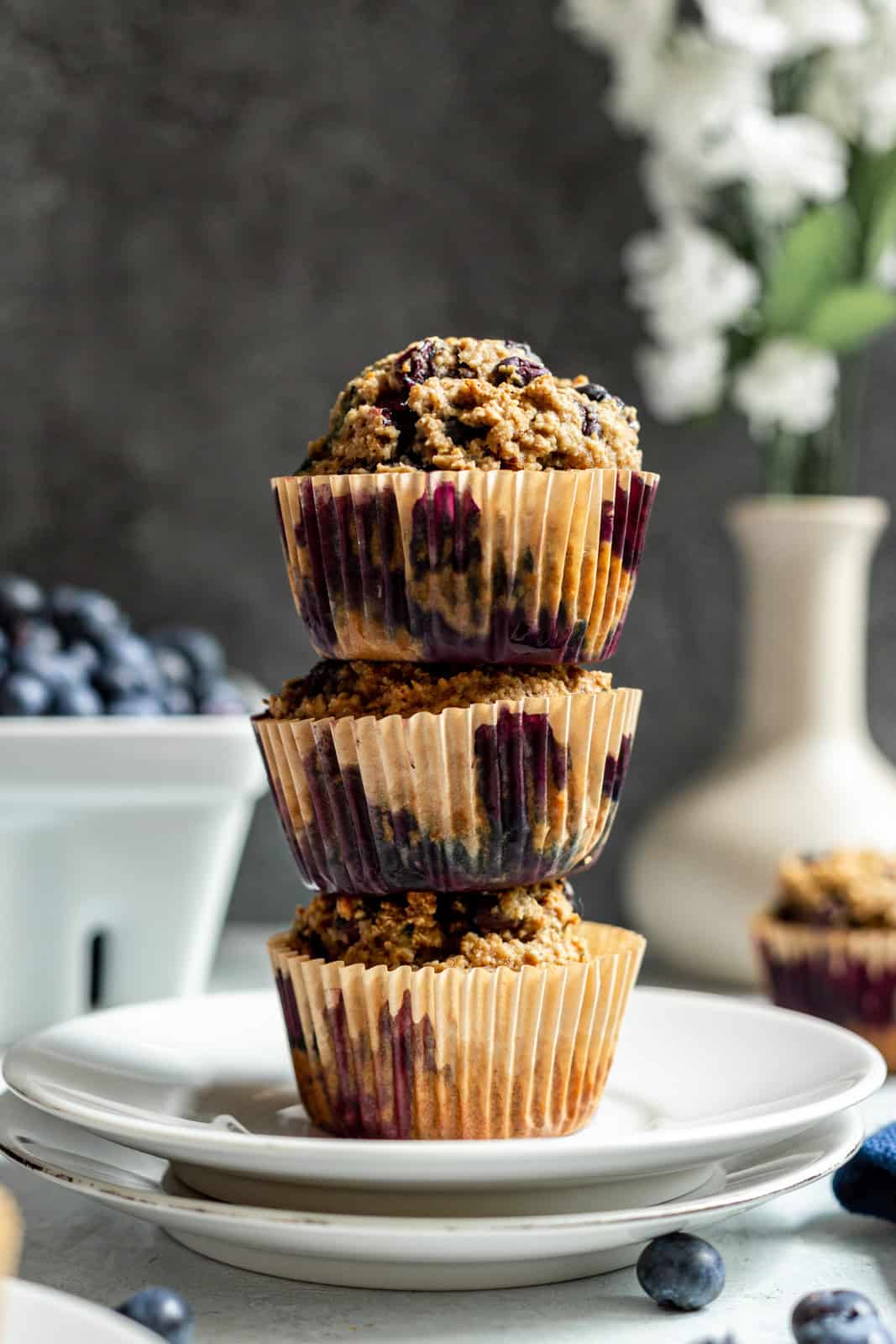 Gluten-Free Vegan Oatmeal Blueberry Muffins