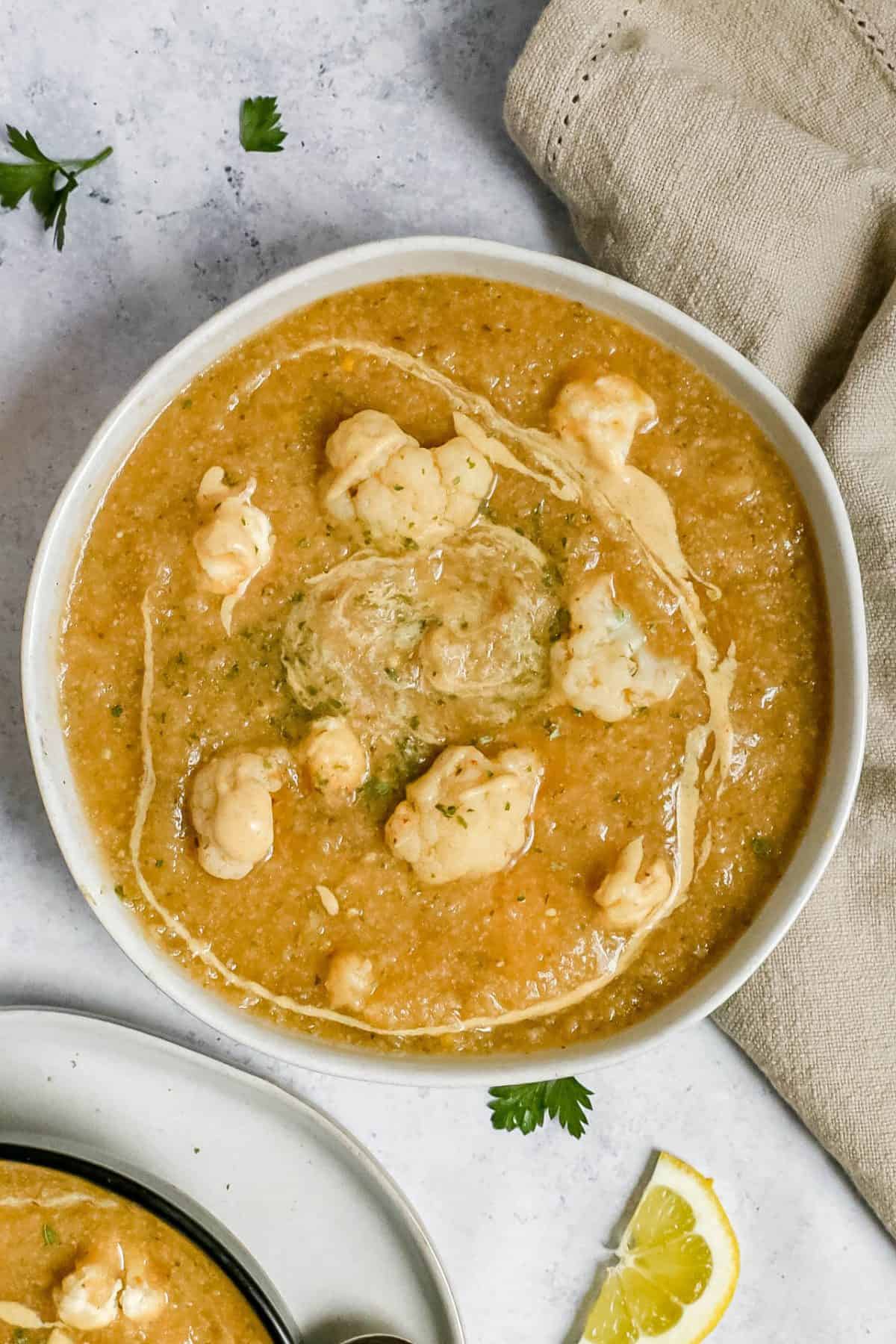 Lemon Mustard Cauliflower Soup