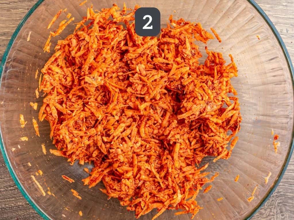 Sweet Potato Hash Browns with Tempeh Sausage Step 2