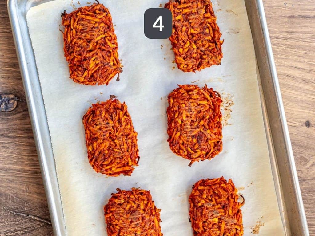 Sweet Potato Hash Browns with Tempeh Sausage Step 4