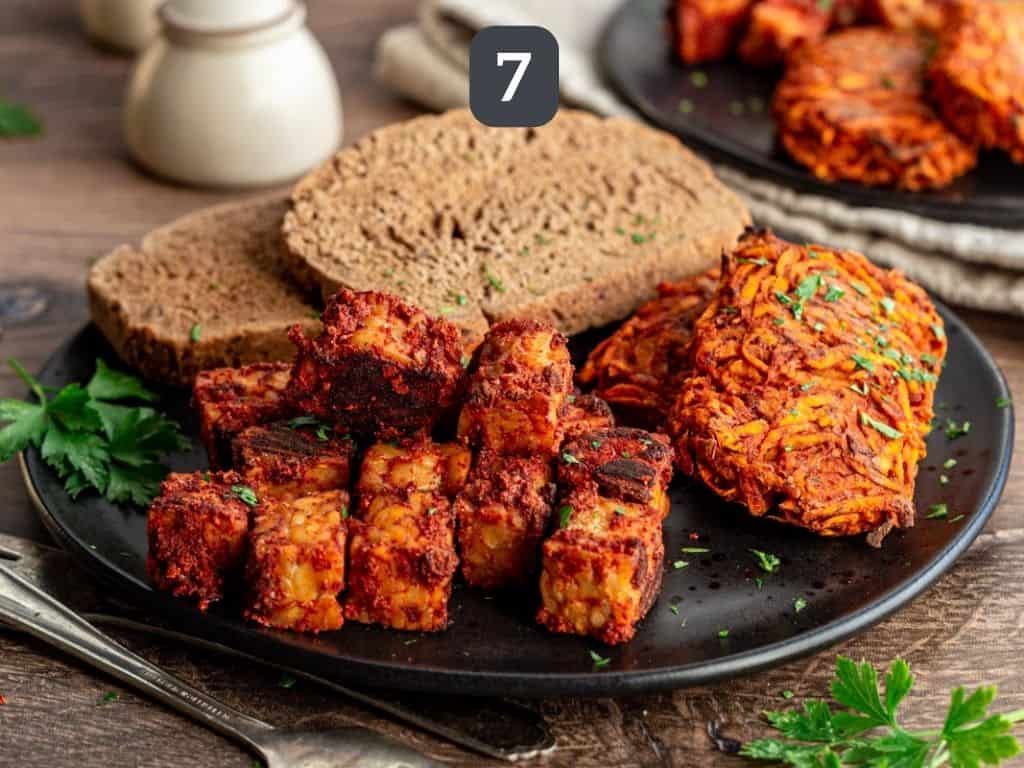Sweet Potato Hash Browns with Tempeh Sausage Step 7