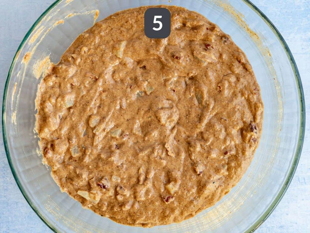 Vegan Hummingbird Cake Step 5 - stir in the pineapple and the pecans