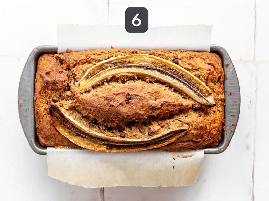 Vegan Peanut Butter Banana Bread Step 6 - bake.
