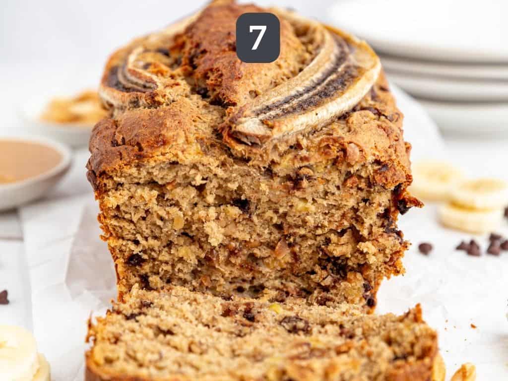 Vegan Peanut Butter Banana Bread Step 7 - let cool before slicing.