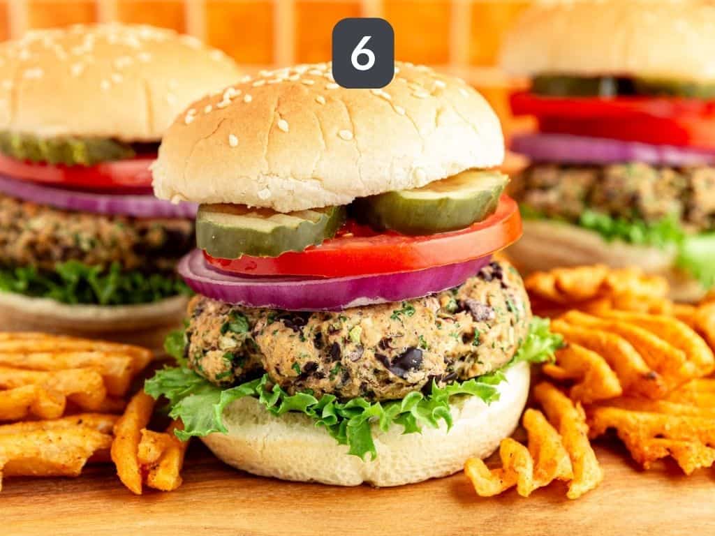 Vegan Kidney Bean Burgers Step 6 - serve burger-style.