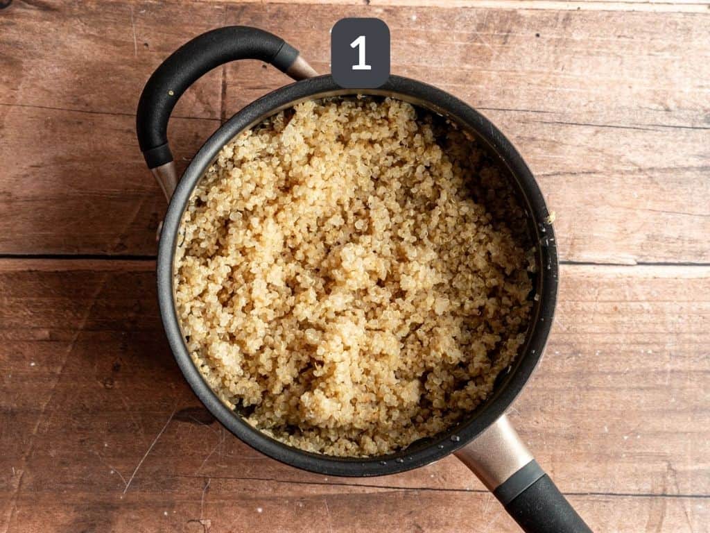 Mediterranean quinoa salad step 1 - cook the quinoa.
