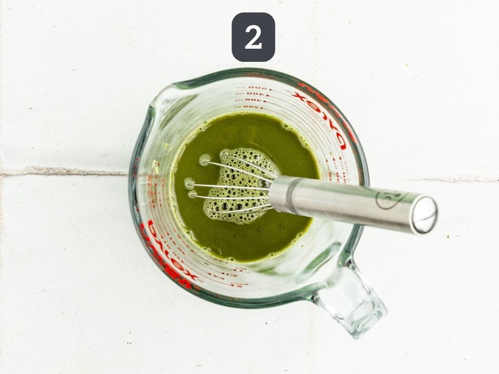 Vegan Iced Matcha Latte Step 2 - add the cold water.