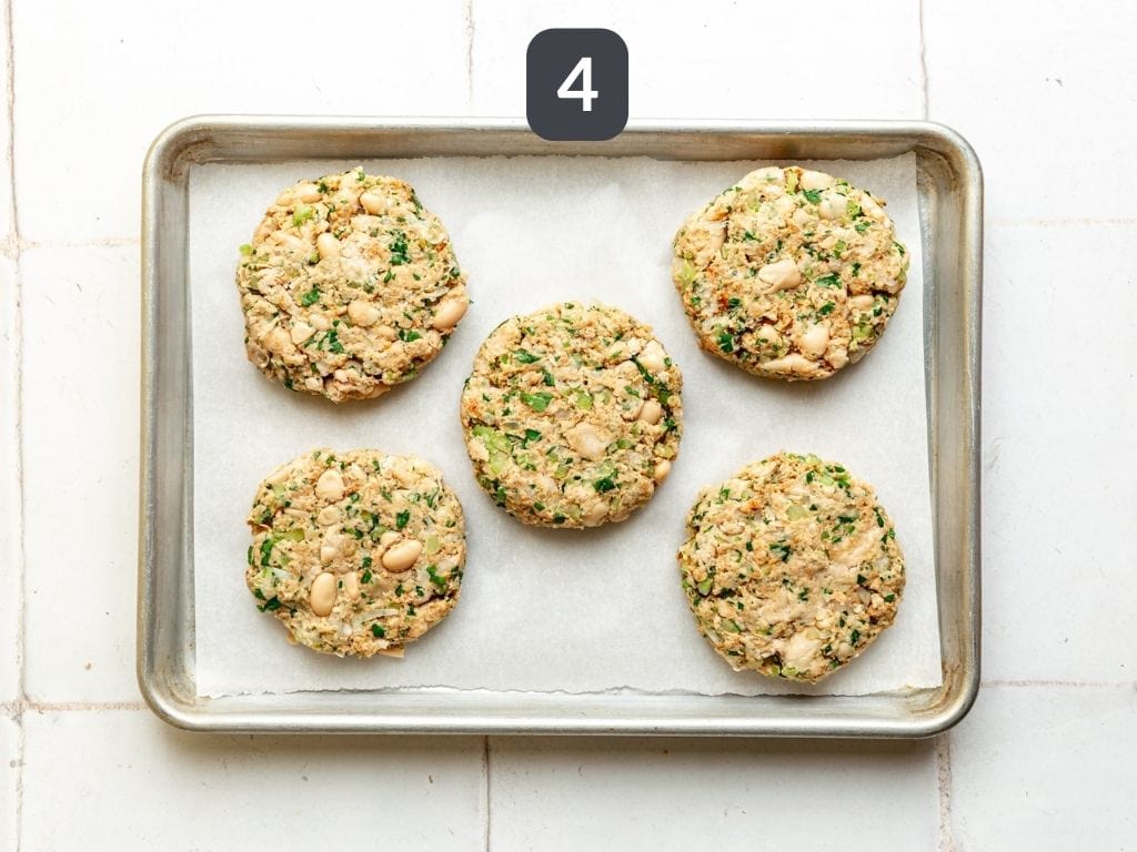 Vegan White Bean Burgers Step 4 - shape into patties.