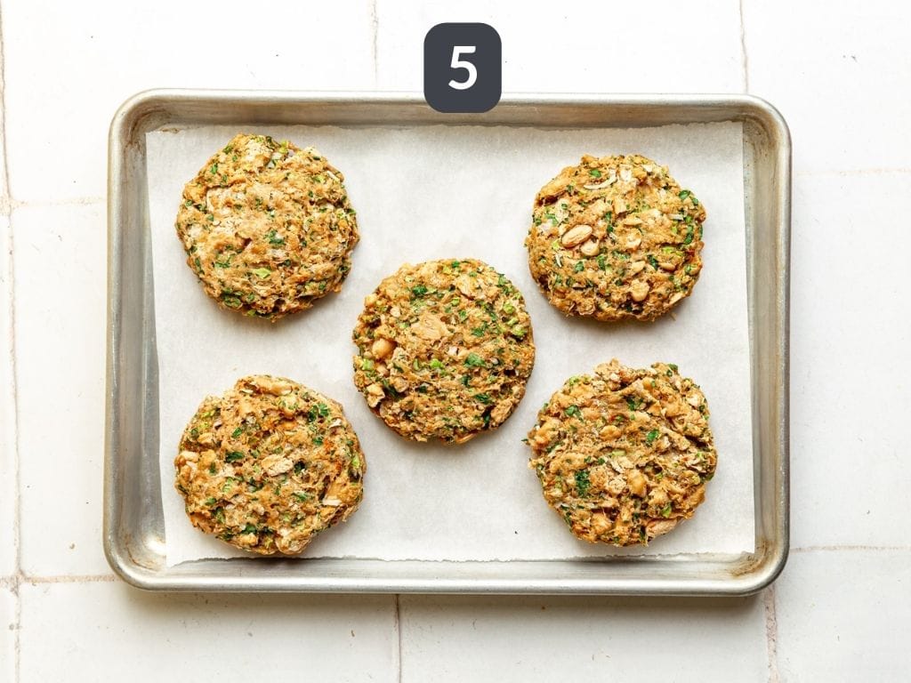 Vegan White Bean Burgers Step 5 - bake.