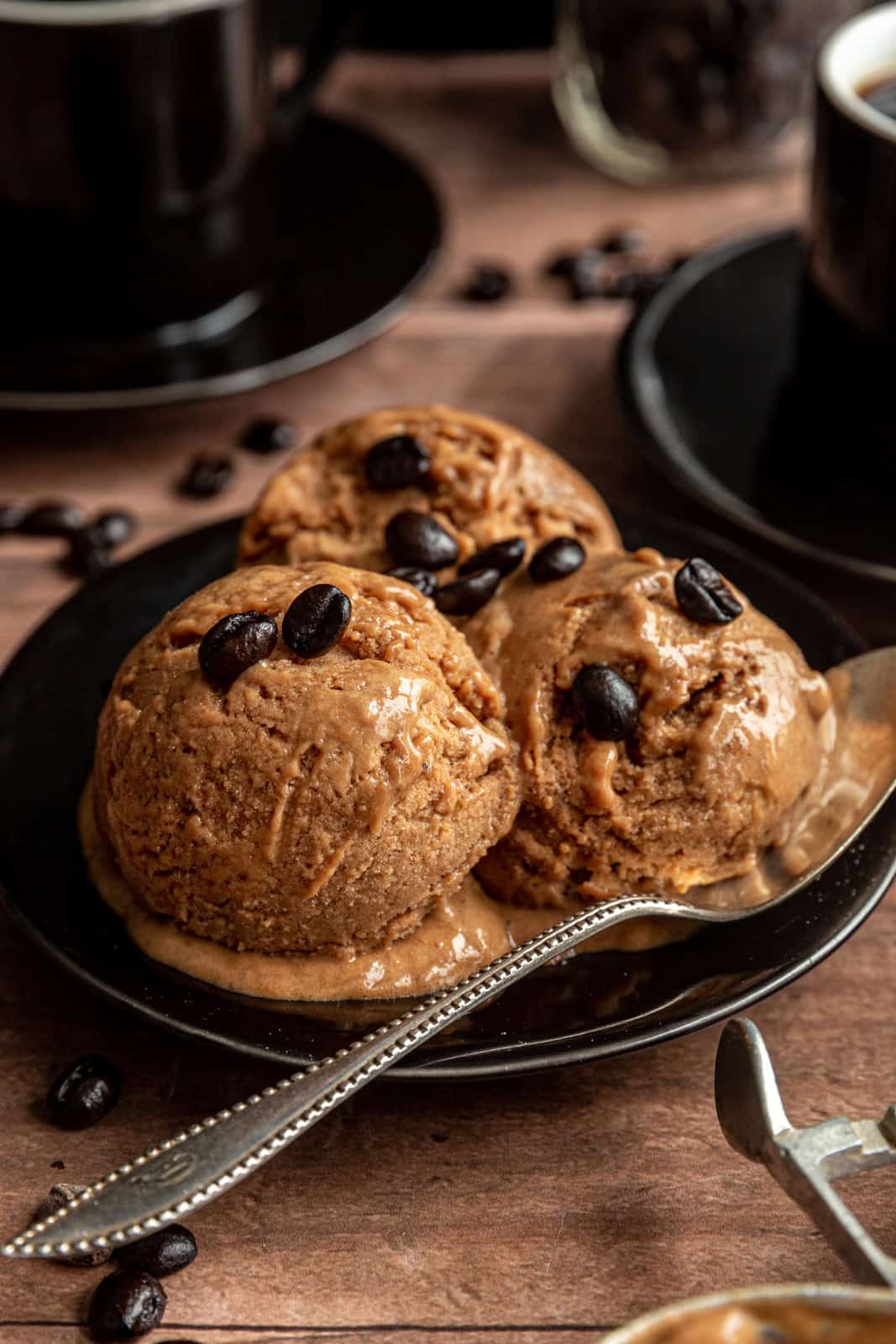 Coffee Nice Cream on a plate