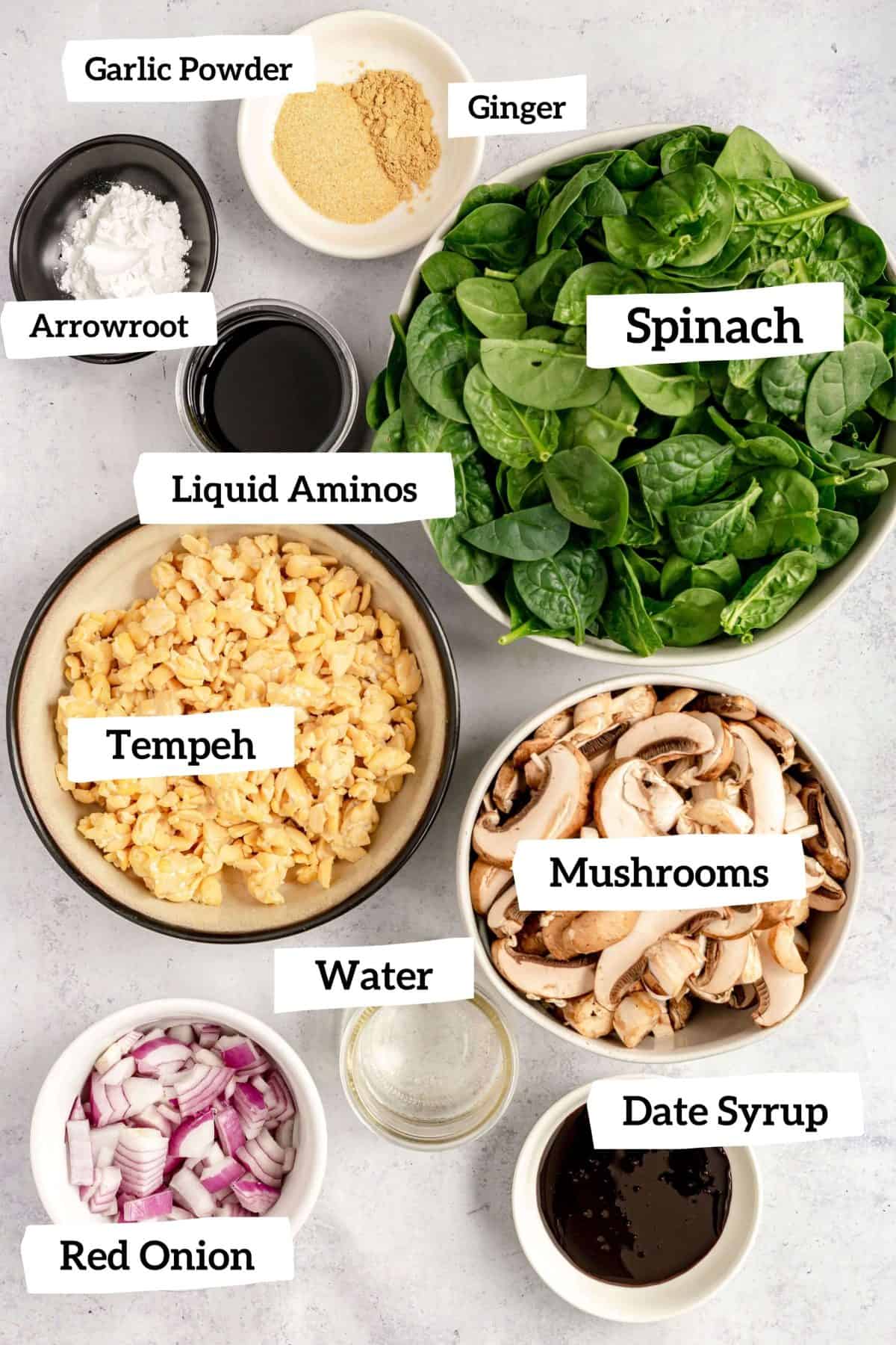 Teriyaki Mushroom Tempeh Salad Ingredients