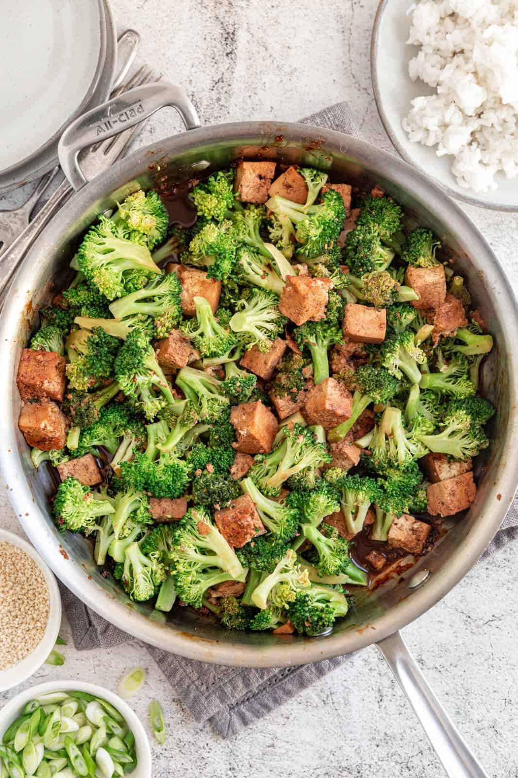 Teriyaki Tofu Bowl in a pan
