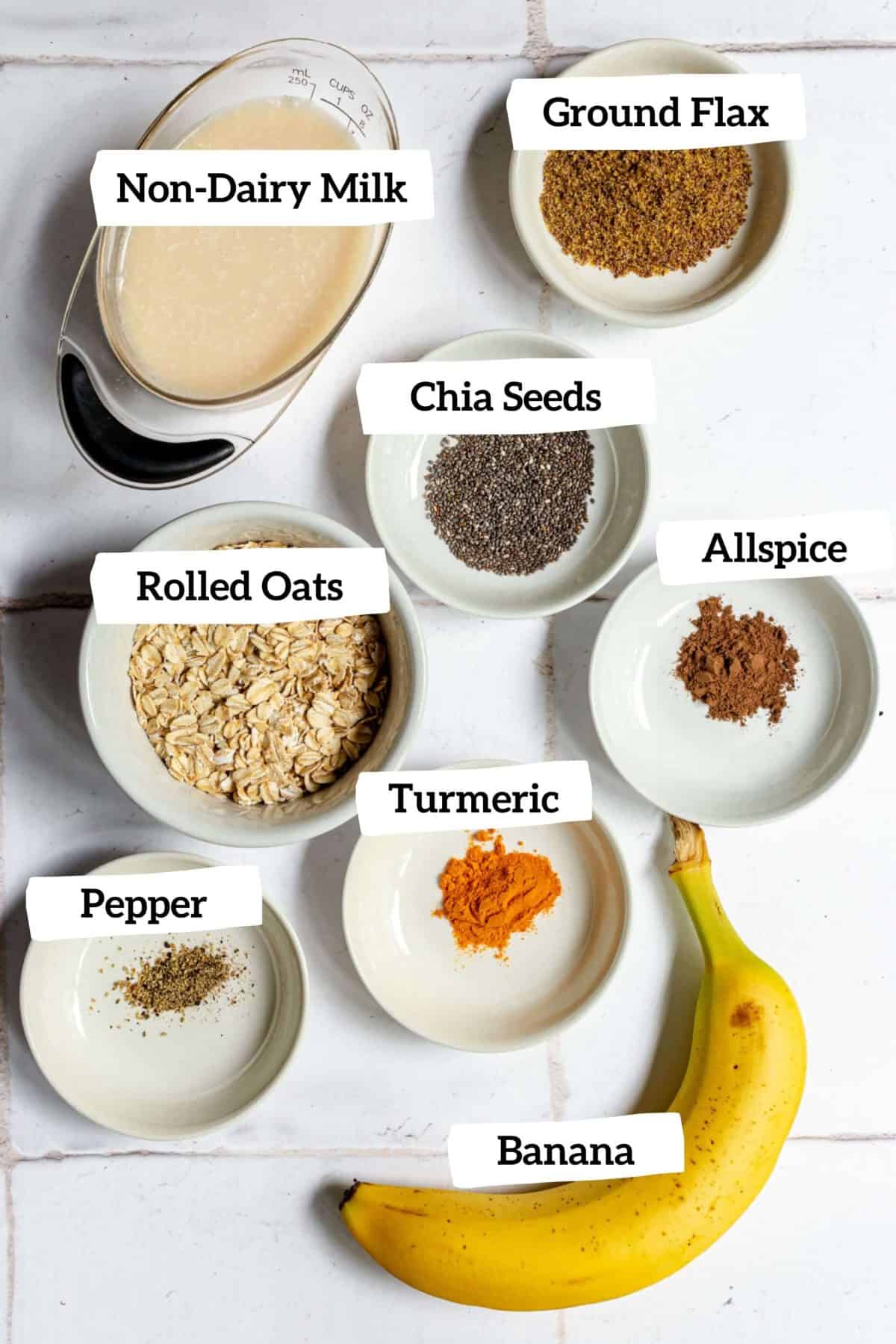 Anti-Inflammatory Banana Turmeric Oats Ingredients