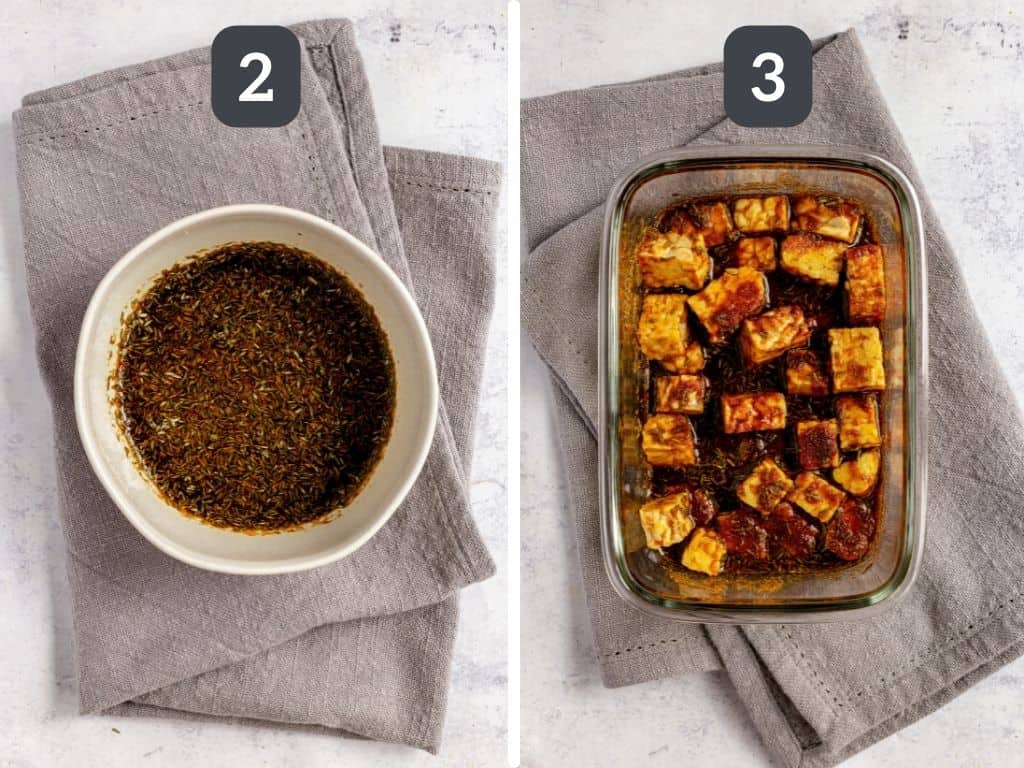 Coffee Molasses Baked Tempeh Steps 2 & 3