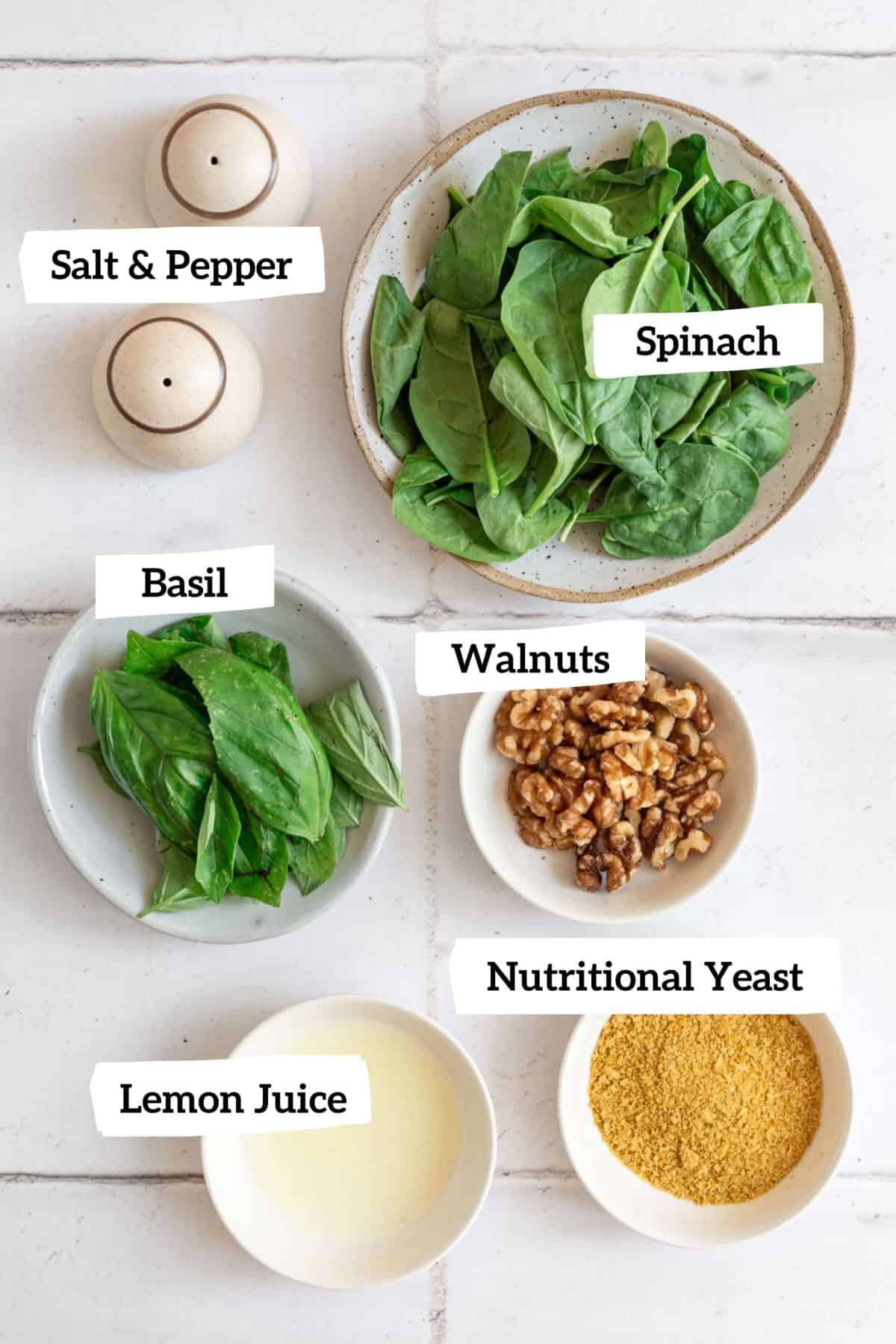 Vegan Spinach Walnut Pesto Ingredients