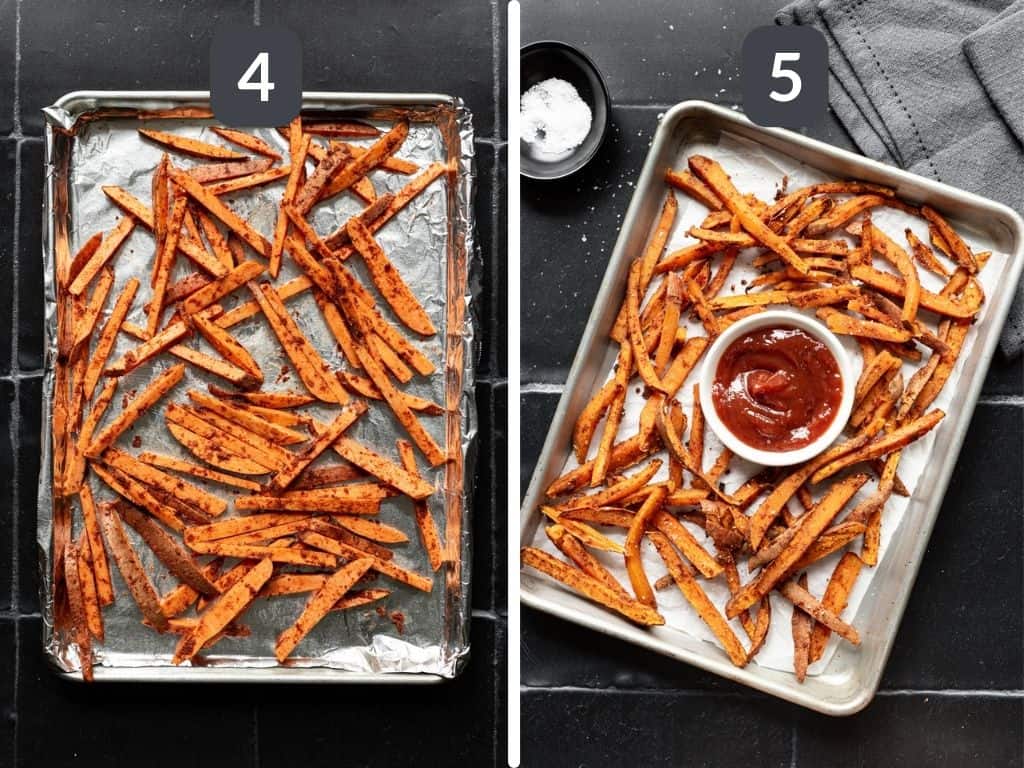 Baked Sweet Potato Fries Steps 4 & 5