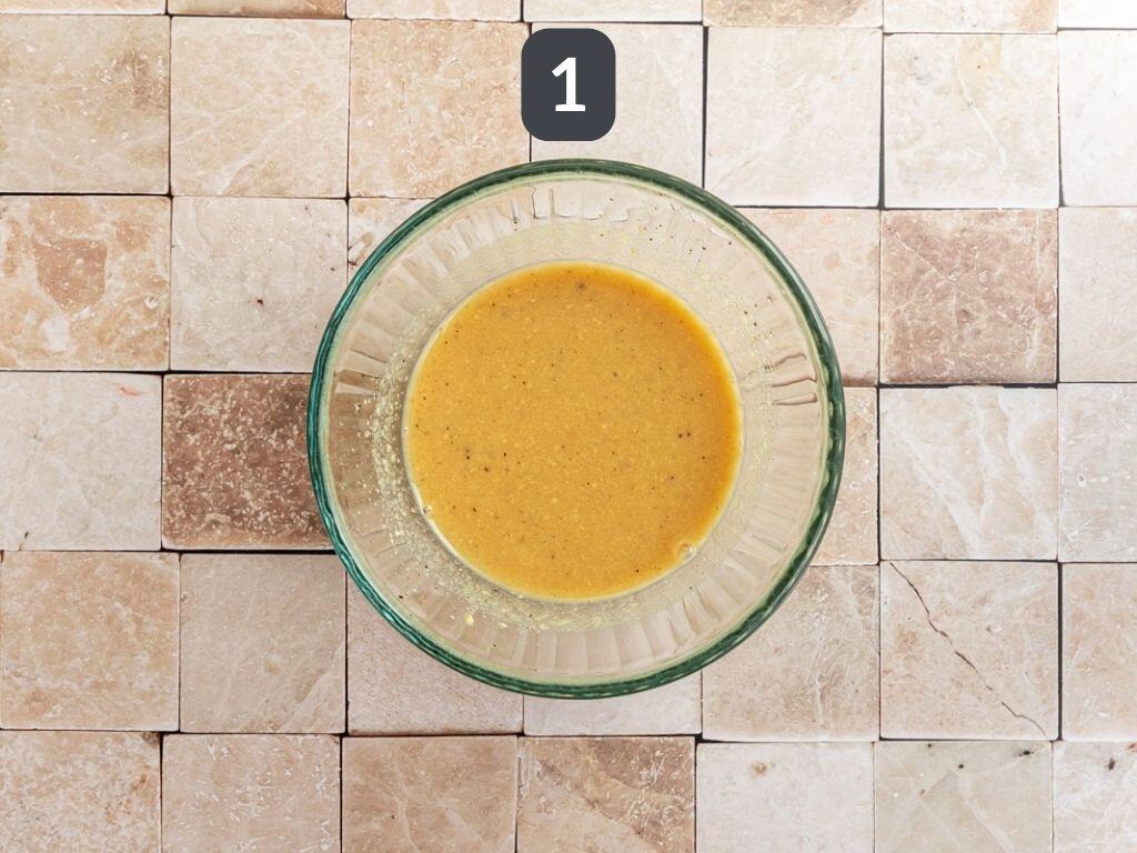 Vegan Honey Mustard Tempeh Step 1 - mix honey mustard.