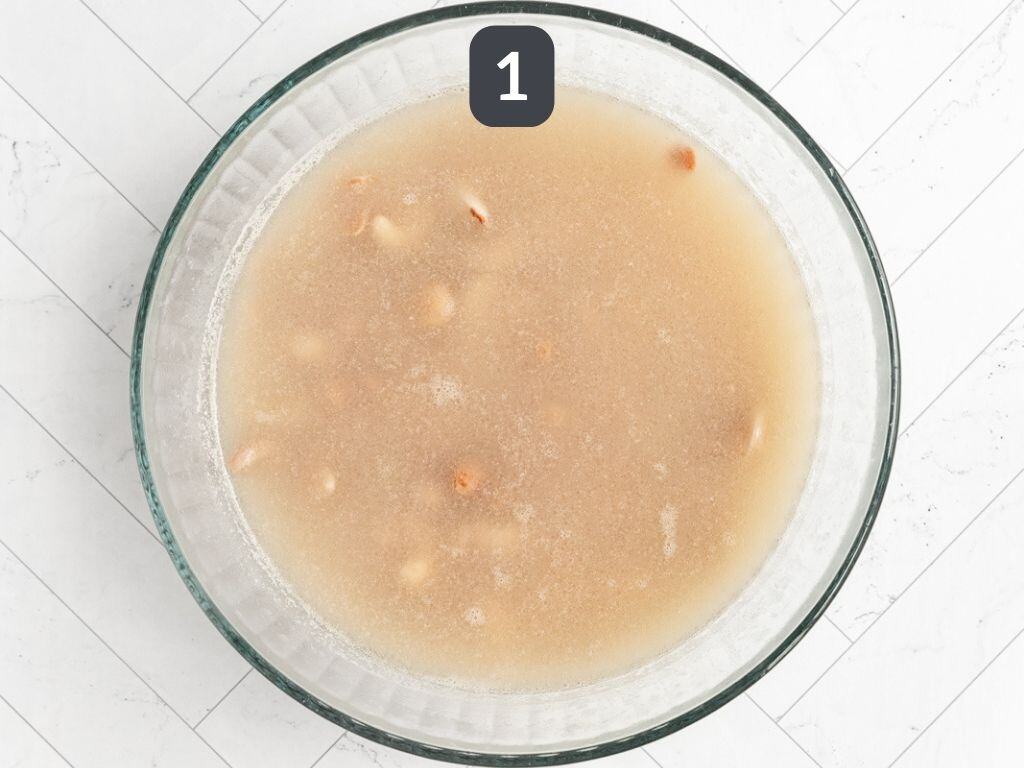 Vegan Peanut Butter Cheesecake Step 1 - soak the nuts.