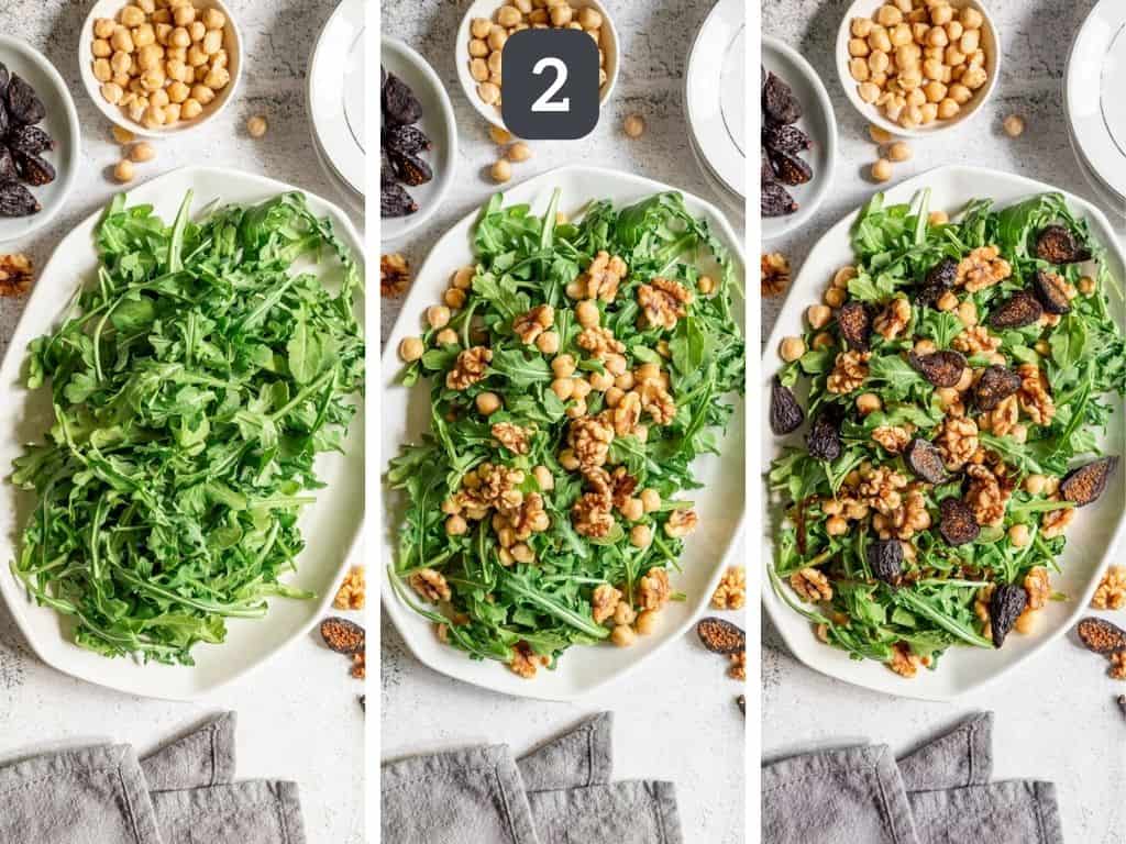 Assembling Arugula Fig Salad