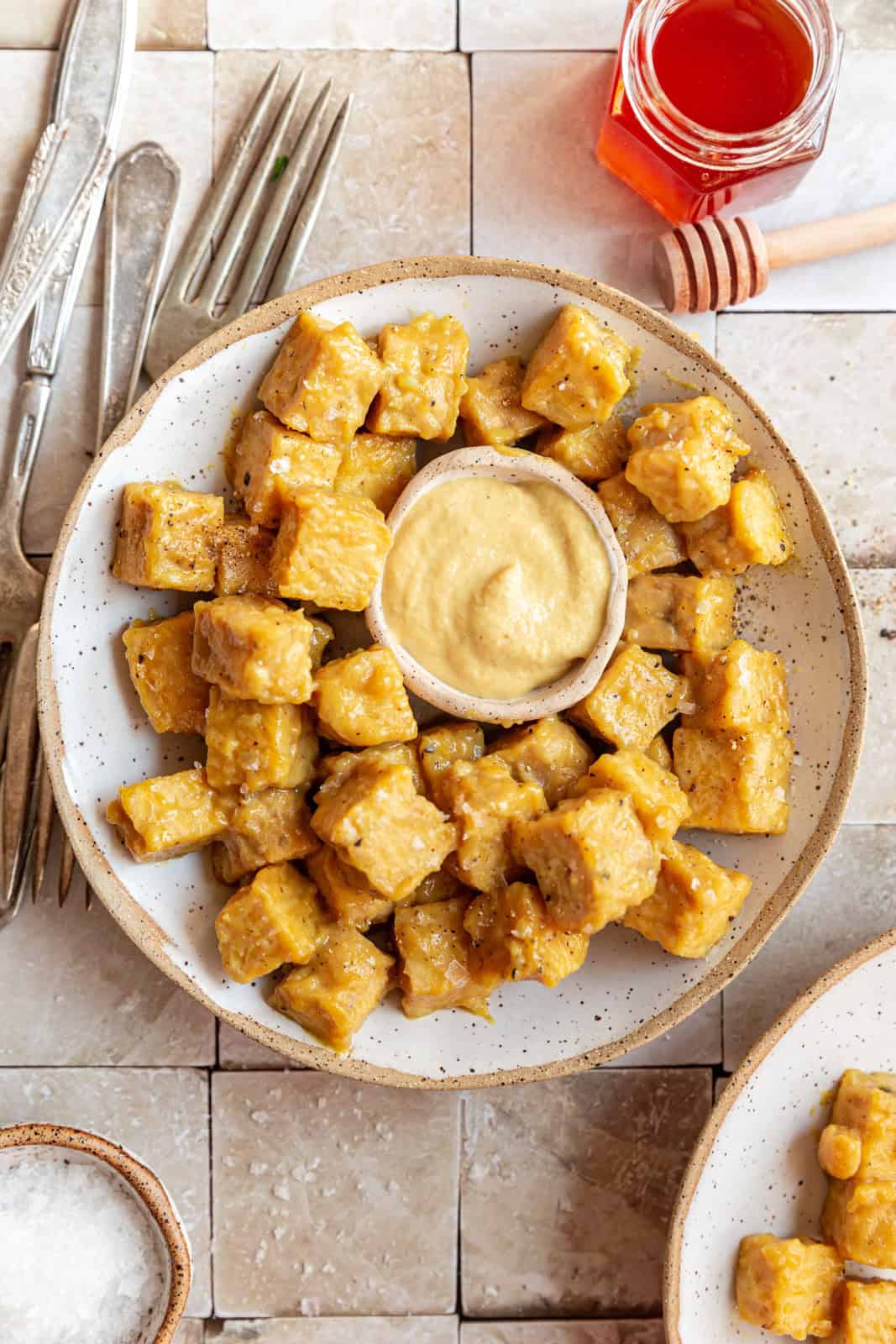 Two bowls of Vegan Honey Mustard Tempeh