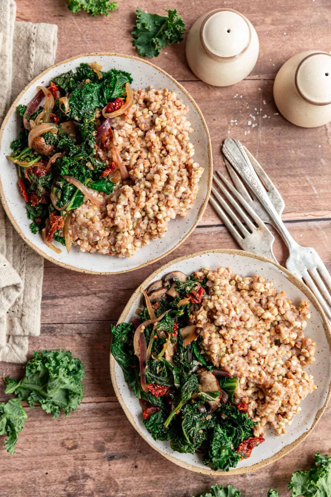 Two buckwheat breakfast bowls served together.