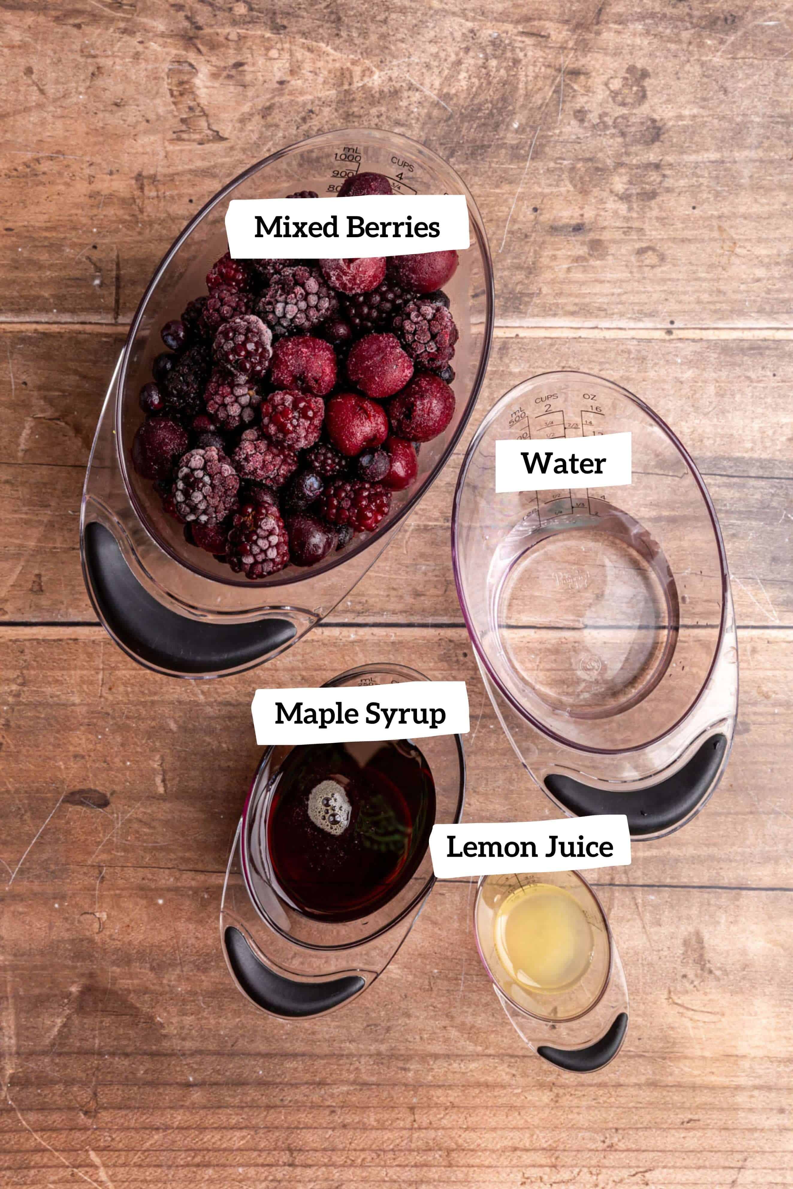Creamy berry sorbet ingredients