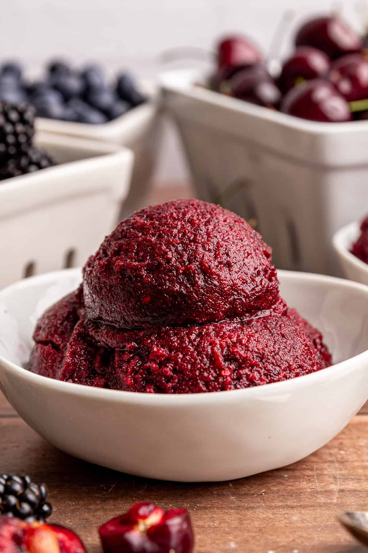 A bowl of creamy berry sorbet.