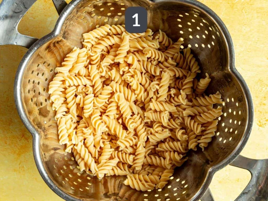Summer Fruit and Pasta Salad Step 1 - cook the pasta.