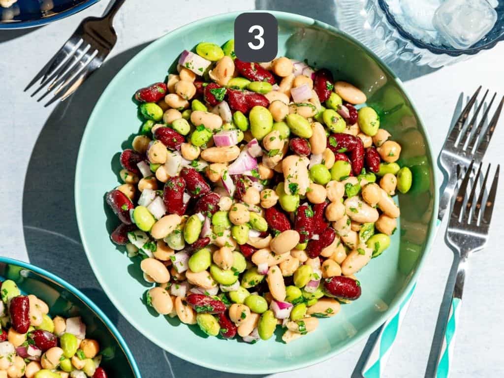 Vegan Four Bean Salad Step 3 - serve.