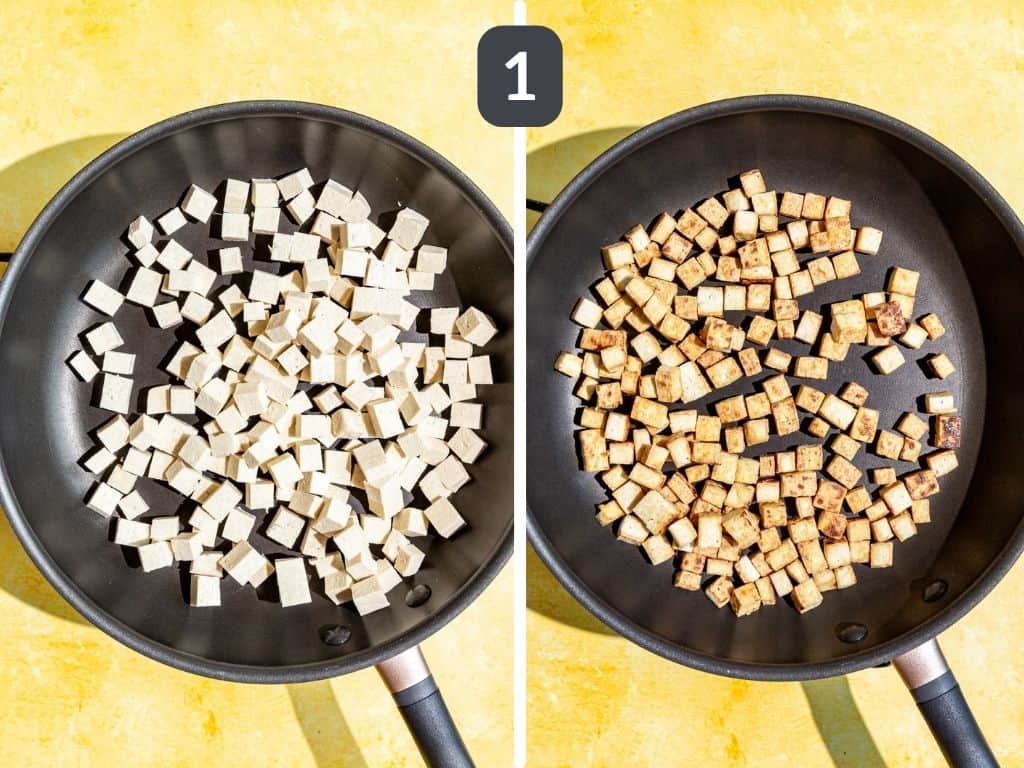 Zoodle Pad Thai Step 1 - cook the tofu.